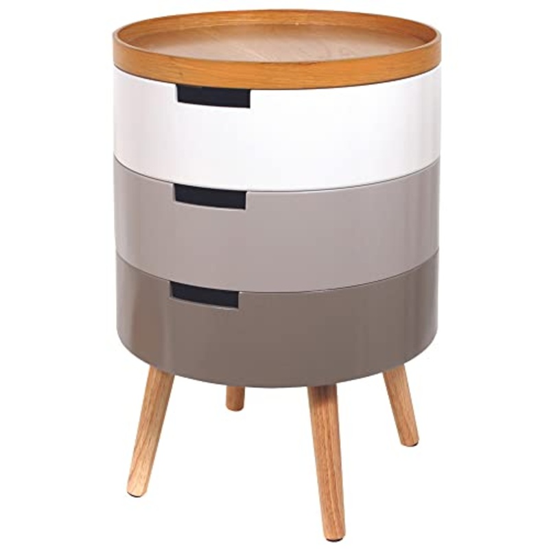 HOME DECO Factory Comodino, Polyester, Grigio, 38 x 55 x 38 cm