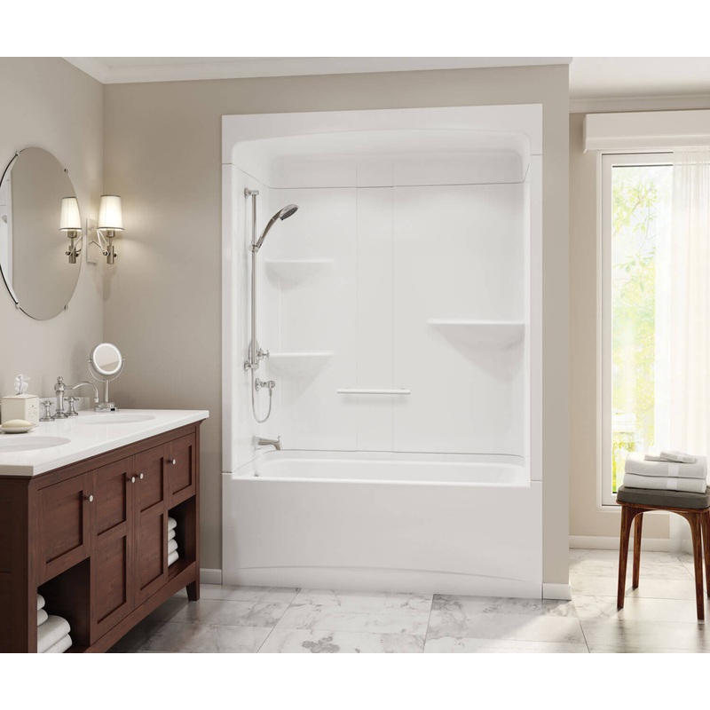 MAAX 105916-SR-000-001 Camelia TSR-6032 Acrylic Alcove Right-Hand Drain Three-Piece Tub Shower in White