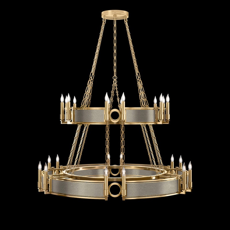 Mirage 50″W Round Chandelier Gold Leaf/Brass/Coco