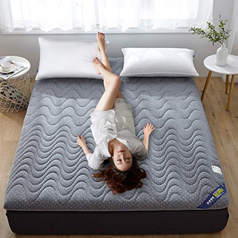 Nileco Pieghevole Materassino Trapuntato, Tatami Tappetino Addensare Coprimaterasso Dormitorio per Studenti Home Floor Traspirabilit Materasso Trapuntato-Grigio 90x200cm(35x79inch)