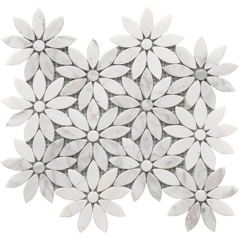 Roca Tile Usa Inc Elegant Ideas Rockart Daisy Flower Marble Natural Stone Mosaic. 1 Sheet = .83 Sq. Ft.