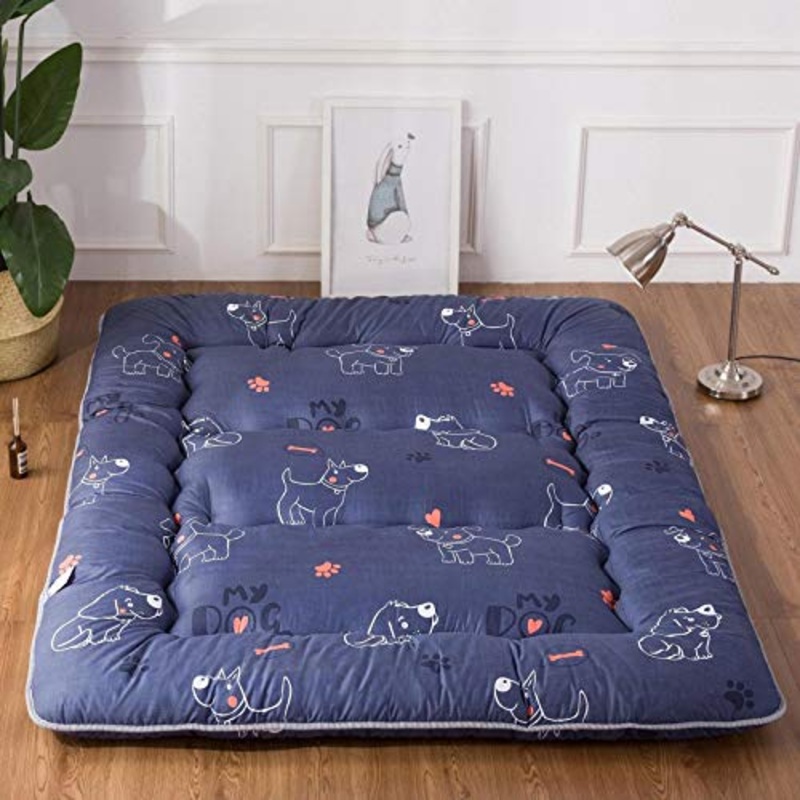 Tiam Materasso Futon Giapponese,Tappetino per Dormire,Materasso Pieghevole per Letto Tatami,Adatto per Il Campeggio, Yoga, Residenze Studentesche,Blue-120cmx200cm