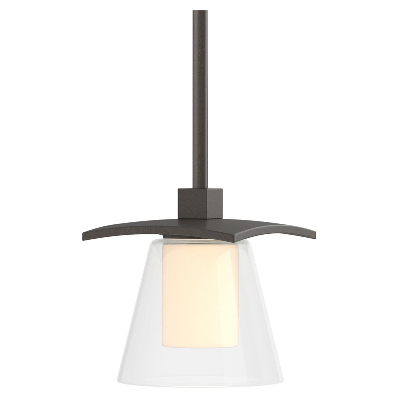 Wren Mini Pendant Dark Smoke Clear Glass with Opal Diffuser (ZU)