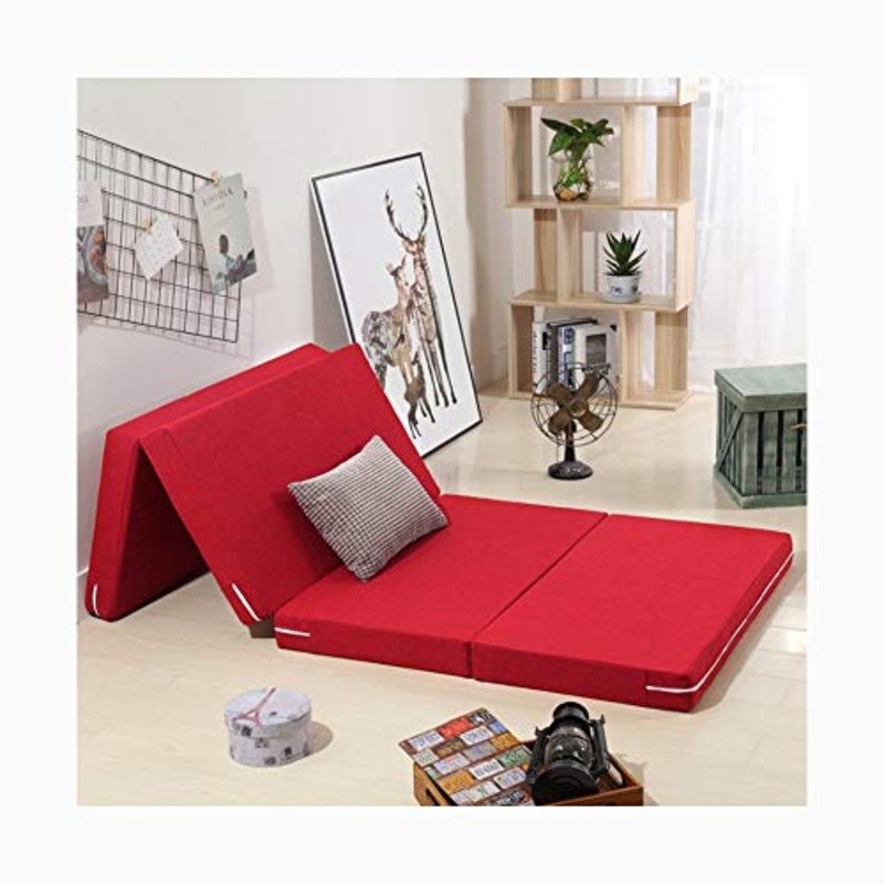 YANGLY 8 Centimetri di Spessore Materasso Pieghevole Multifunzione 4 Fold Materasso for I Giochi di Gioco, Picnic, Yoga, Tatami (Color : Red, Size : 35x75inch)
