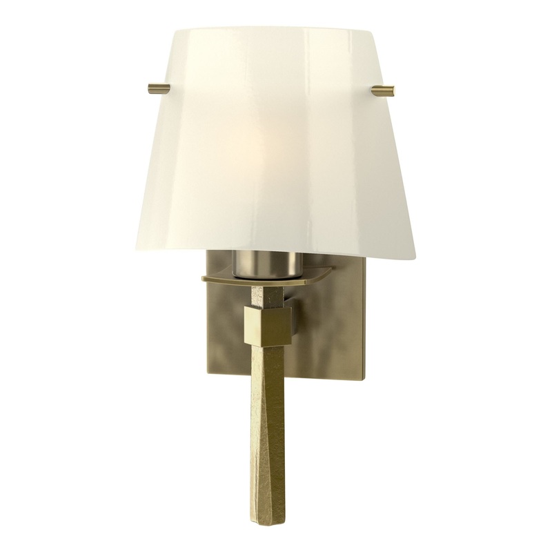 Beacon Hall Half Cone Glass Sconce Modern Brass Ivory Art Glass (CC)