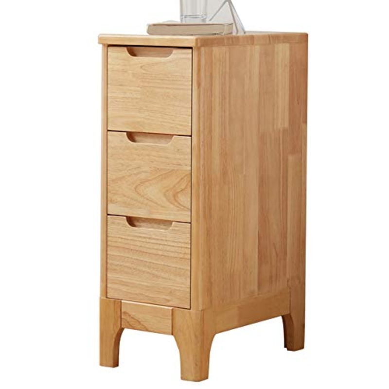 Comodino HAIZHEN Legno massello 100% W-25 cm Mini cassettiera Stretta a 3 cassetti for Piccoli Appartamenti