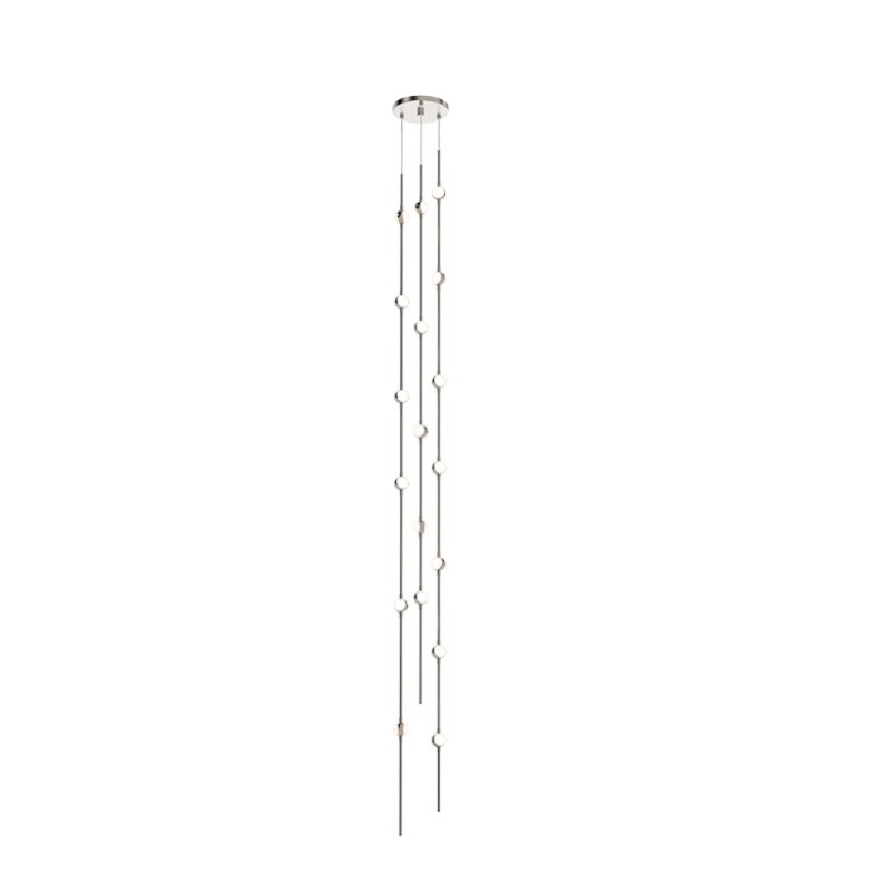 Constellation Andromeda Tall 6″ Round LED Pendant Satin Nickel with White Optical Acrylic 3000K 20′ Adjustable Cord