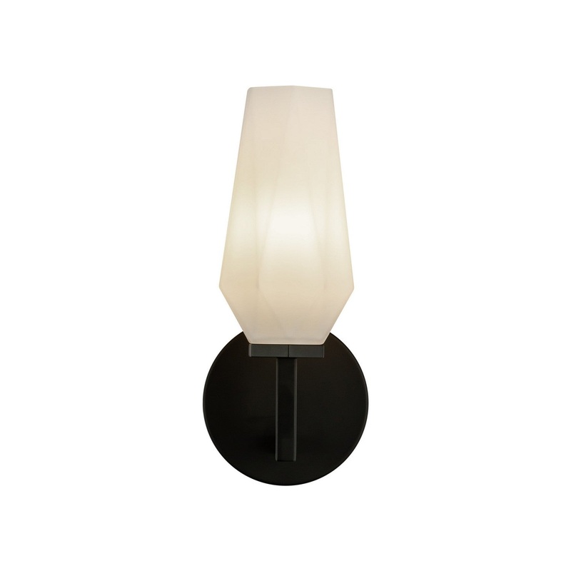 One Light Wall Vanity from the Krysta Collection in Matte Black/Opal Glass Finish by Alora
