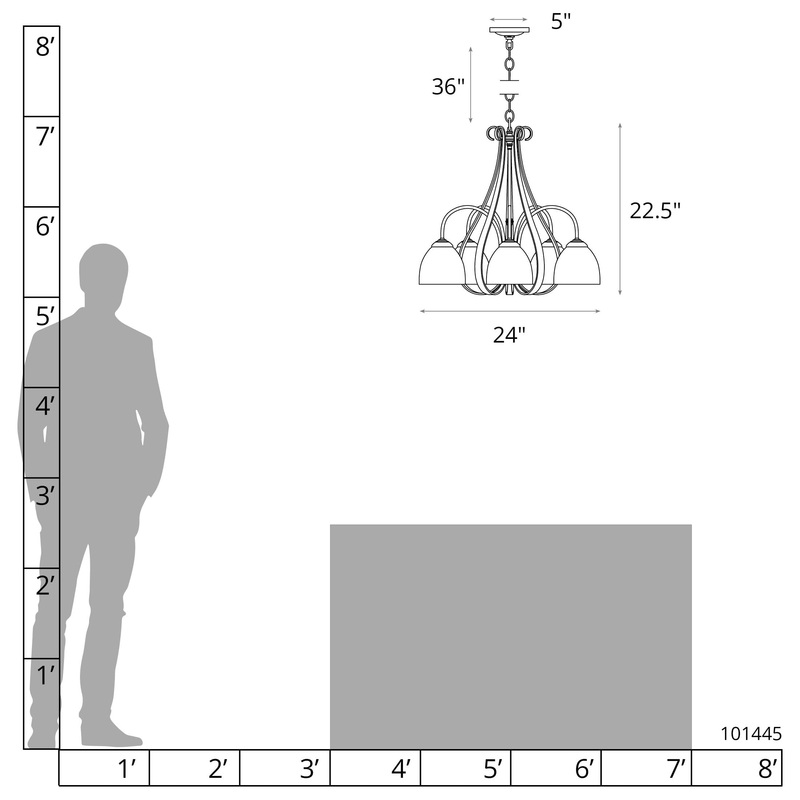 Sweeping Taper 5-Arm Chandelier White