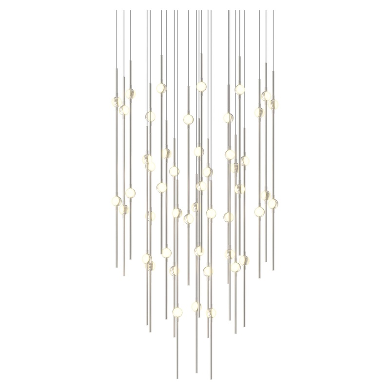 Aries 25″ Round LED Pendant Satin Nickel with White Optical Acrylic 3000K 20′ Adjustable Cord