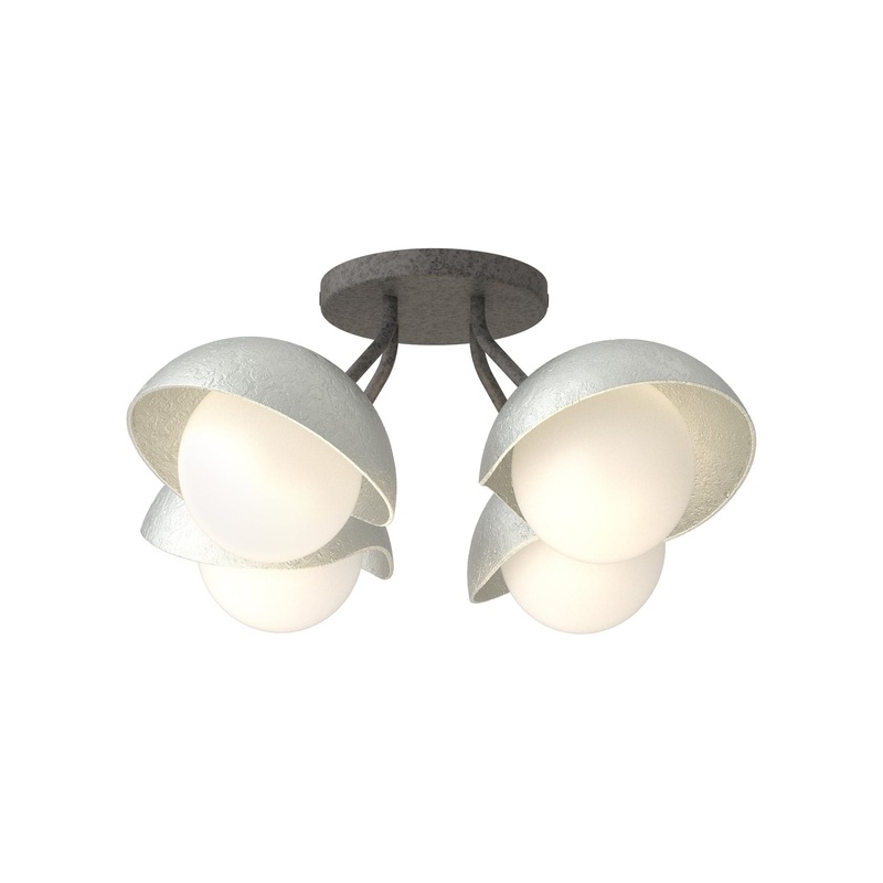 Brooklyn 4-Light Single Shade Semi-Flush Natural Iron Vintage Platinum