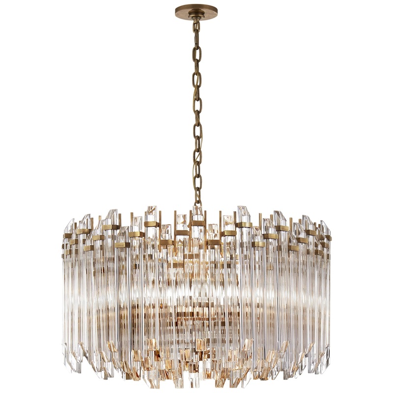Four Light Chandelier from the Adele Collection in Hand-Rubbed Antique Brass With Clear Acrylic Finish by Visual Comfort Signature