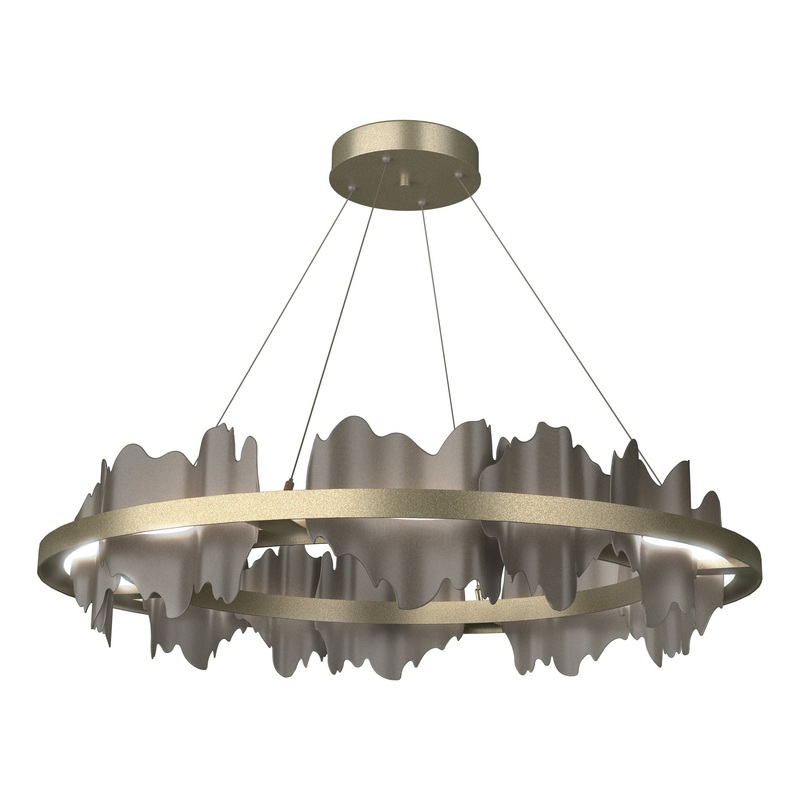 Hildene Circular LED Pendant Soft Gold Dark Smoke