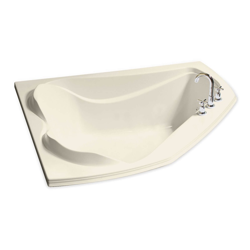 MAAX 102724-091-004-100 Cocoon 6054 Acrylic Corner Center Drain 10 Microjets Bathtub in Bone
