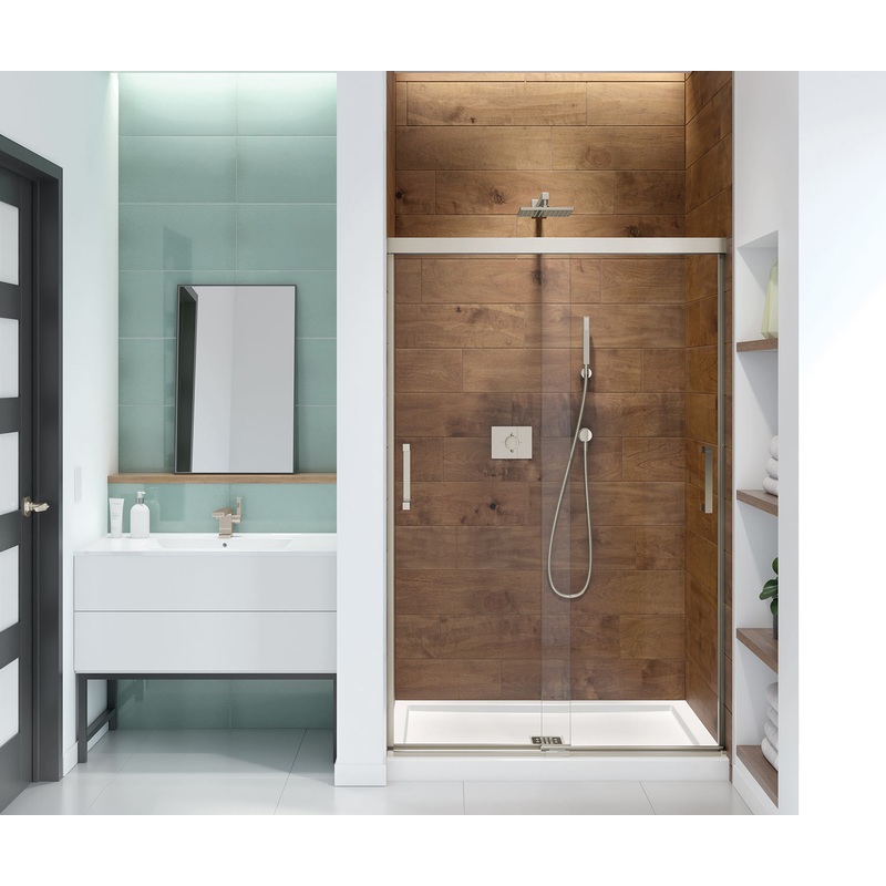 MAAX 139352-900-305-000 Incognito 70 44-47 x 70  in. 8 mm Bypass Shower Door for Alcove Installation with Clear glass in Brushed Nickel