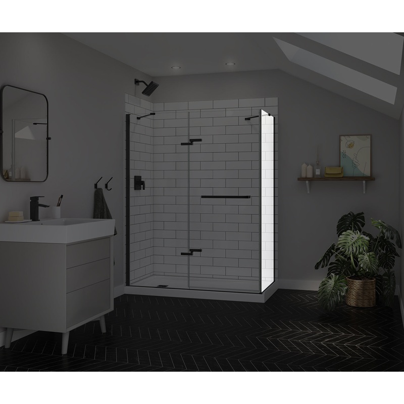 MAAX 139581-900-340-000 Reveal Sleek 71 Return Panel for 32 in. Base with Clear glass in Matte Black
