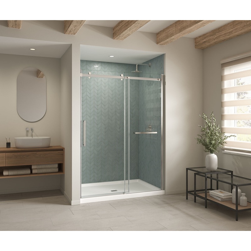 MAAX 420036-541-001-100 B3Square 6042 Acrylic Alcove Shower Base in White with Anti-slip Bottom with Center Drain