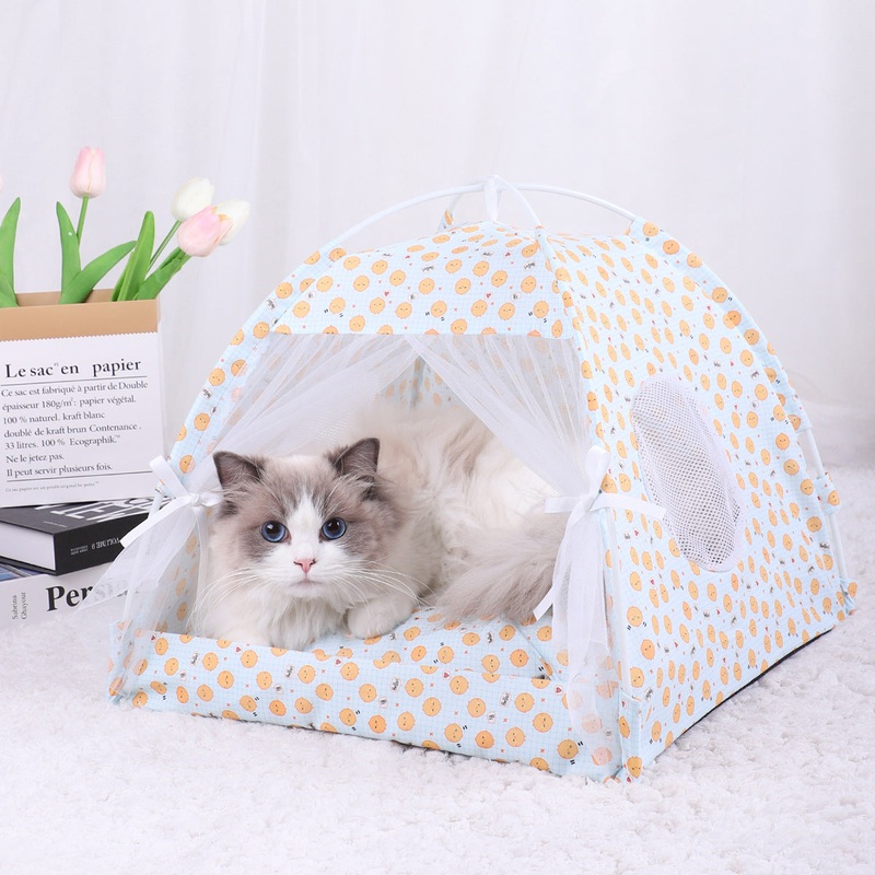 S 35*35CM 5 Catties Within The Pet Yellow Pullet Cooling Summer Pet Tent – Portable Foldable Breathable Outdoor Cat House Shelter