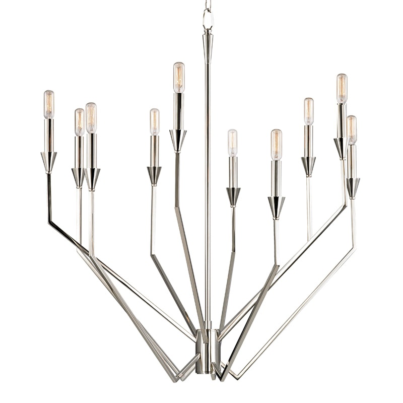 Ten Light Chandelier from the Archie Collection in Polished Nickel Finish by Hudson Valley