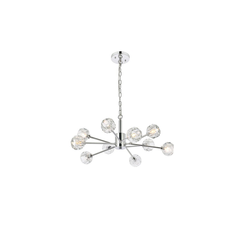 Ten Light Pendant from the Graham Collection in Chrome And Clear Finish by Elegant Lighting