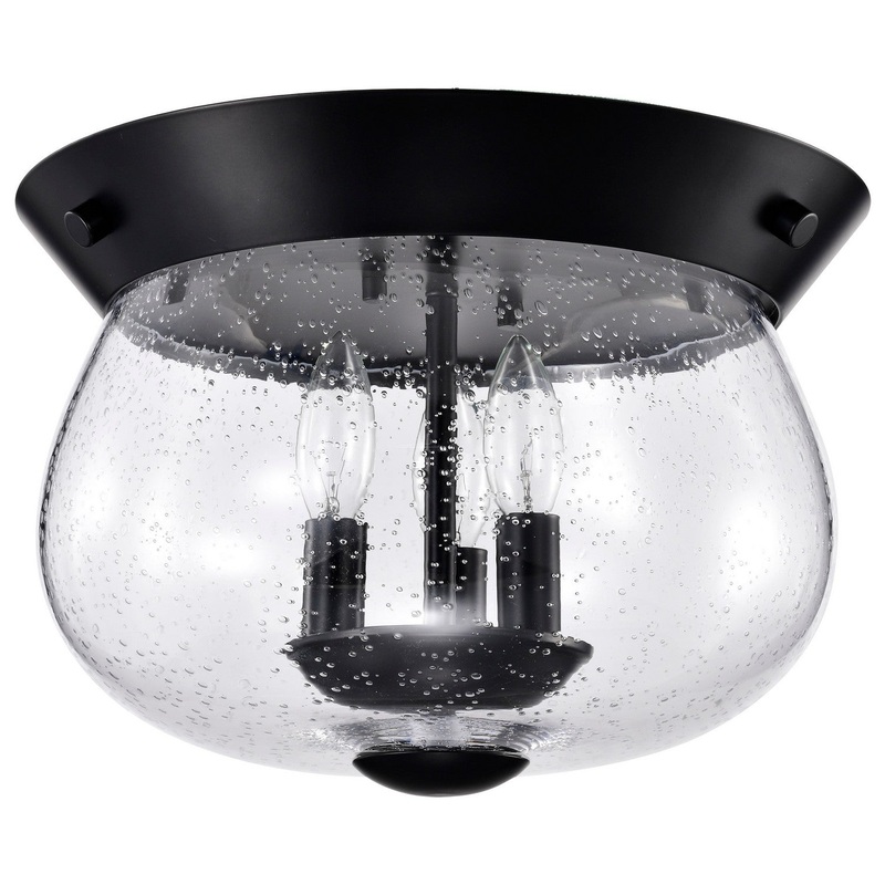 Three Light Flush Mount from the Boliver Collection in Matte Black Finish by Nuvo Lighting