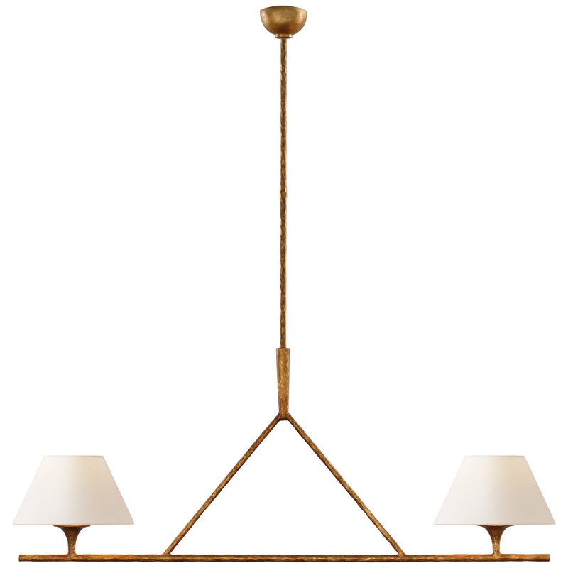 Two Light Linear Chandelier from the Cesta Collection in Gilded Iron Finish by Visual Comfort Signature