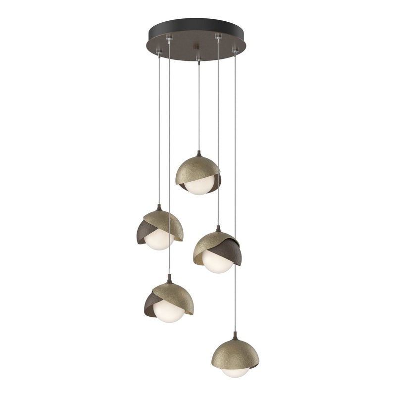 Brooklyn 5-Light Double Shade Pendant Bronze Soft Gold