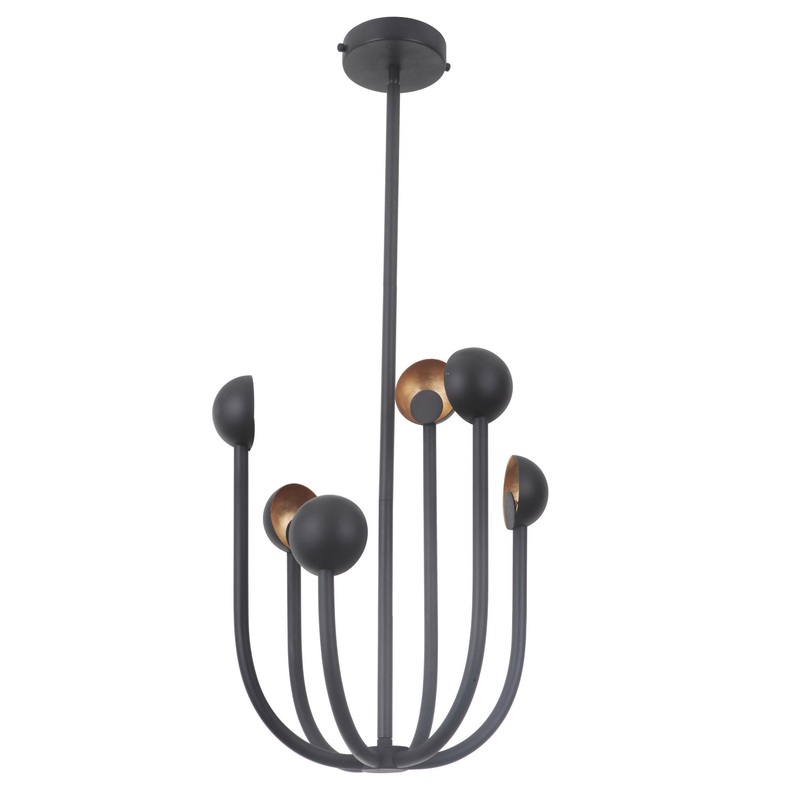 Craftmade 49226-MBKGL-LED Foundry Six Light Chandelier Matte Black/Gold Leaf (Discontinued)