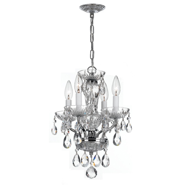 Crystorama 5534-CH-CL-MWP Traditional Crystal Four Light Mini Chandelier Polished Chrome