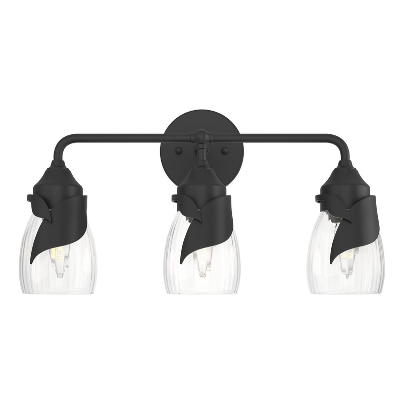 Lapas 3-Light Bath Sconce Black Water Glass (LL)