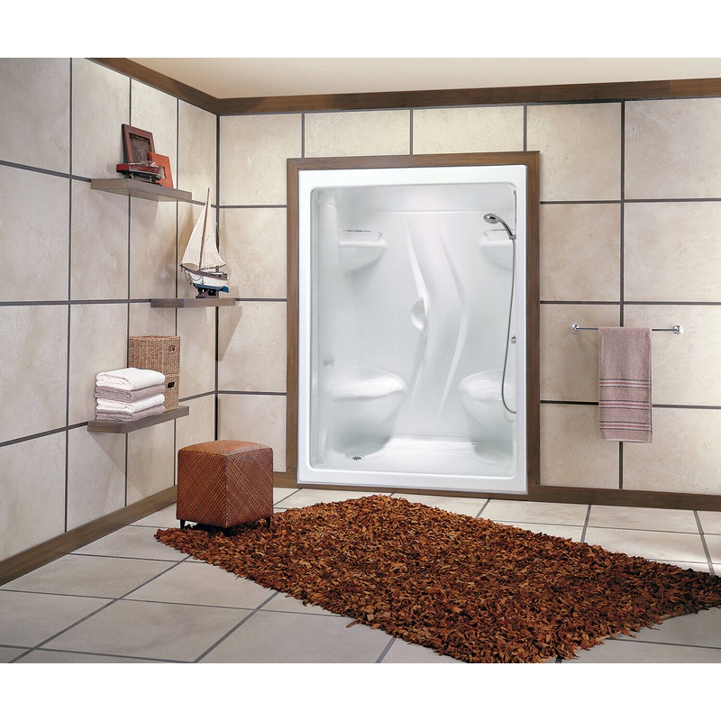 MAAX 101141-000-001-102 Stamina 60-I 60 x 36 Acrylic Alcove Left-Hand Drain One-Piece Shower in White