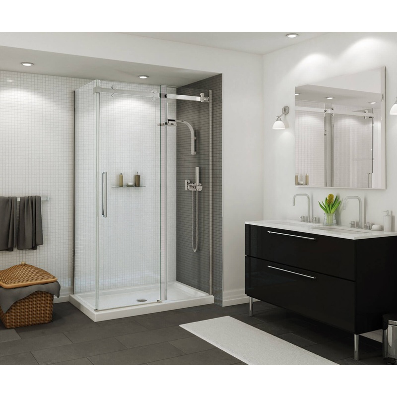 MAAX 410001-503-001-000 B3Round 4832 Acrylic Corner Right Shower Base in White with Center Drain