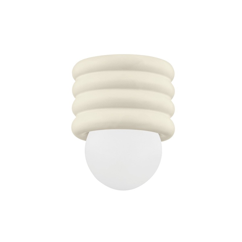 One Light Flush Mount from the Bibi Collection in Aged Brass/Ceramic Antique Ivory Finish by Mitzi