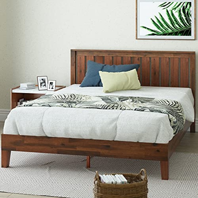 ZINUS Vivek 30 cm Telaio per letto a piattaforma in legno deluxe con testiera | Supporto a doghe in legno | Facile da montare | 120 x 190 cm | Antique Espresso