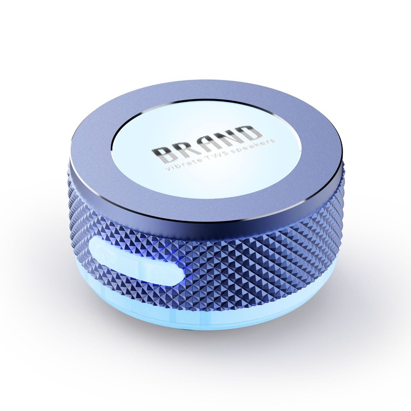Blue Bone Conduction Vibration Bluetooth Speaker – TWS Stereo, LED, Surface Sound
