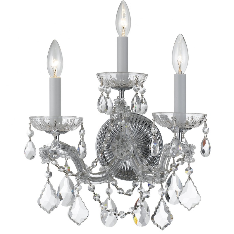 Crystorama 4403-CH-CL-S Maria Theresa Three Light Wall Sconce Polished Chrome