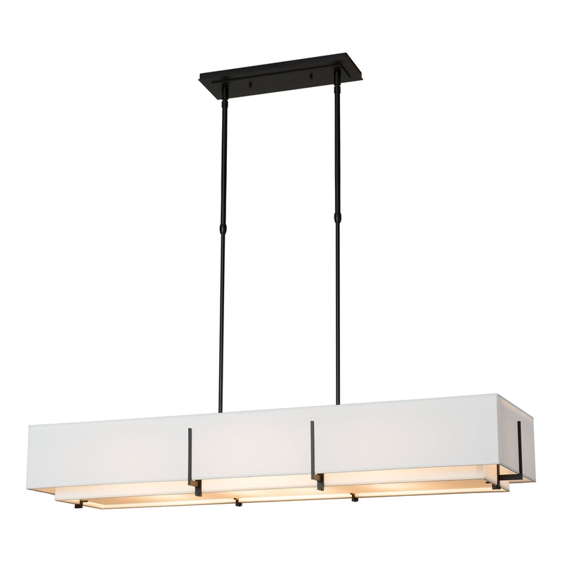 Exos Rectangular Pendant Black Natural Anna Inner Shade & Natural Anna Outer Shade