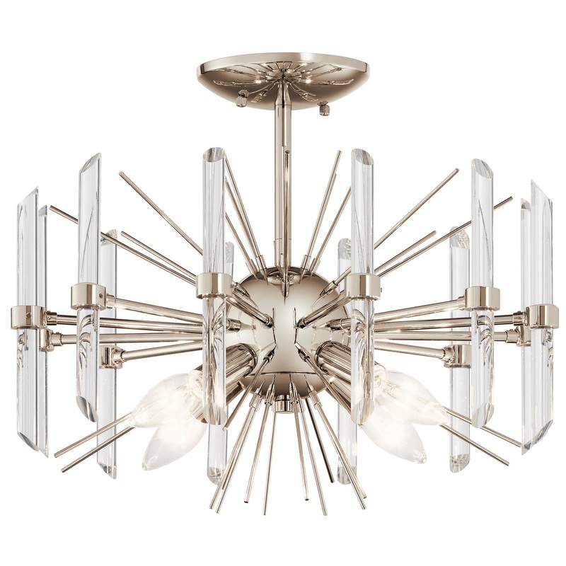 Kichler 44277PN Four Light Semi Flush Mount, Polished Nickel