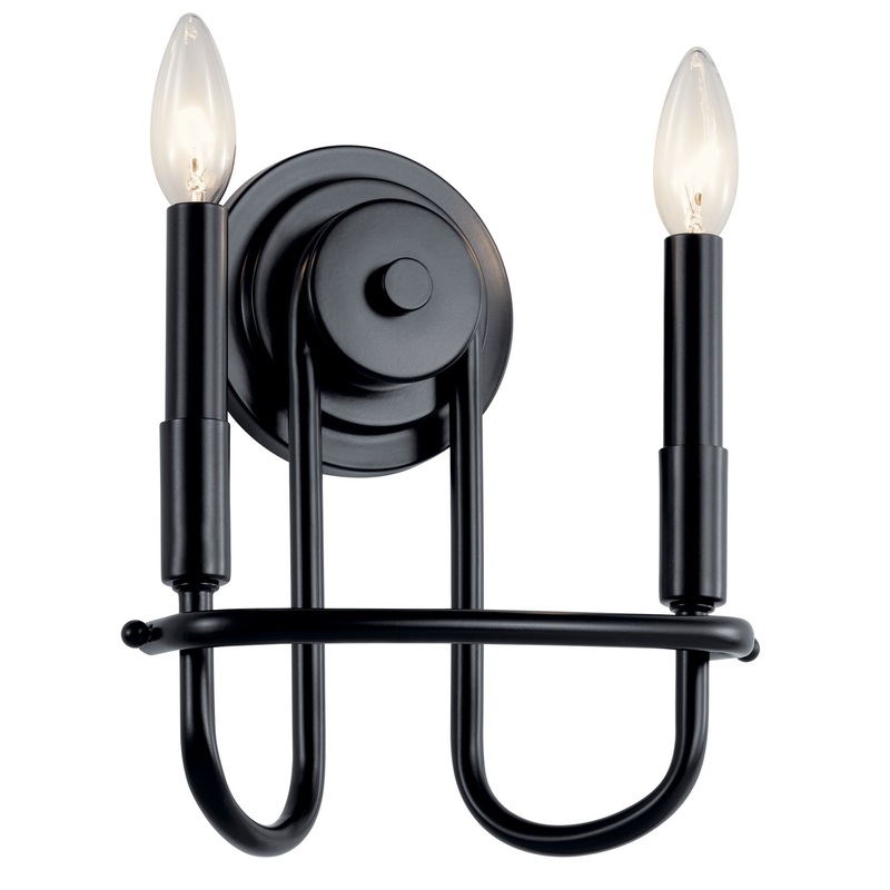 Kichler 52308BK Two Light Wall Sconce, Black