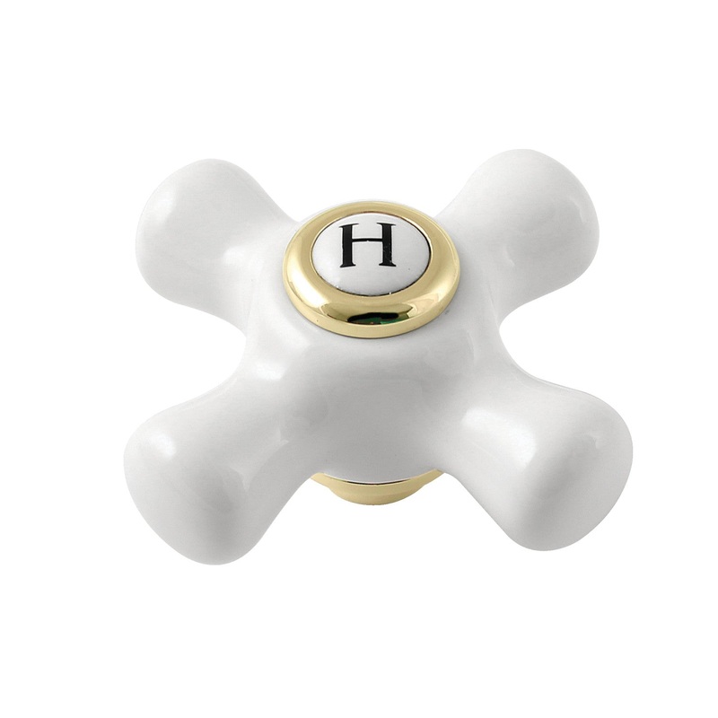 Kingston KSH266PXPBH Hot Porcelain Cross Handle, Polished Brass