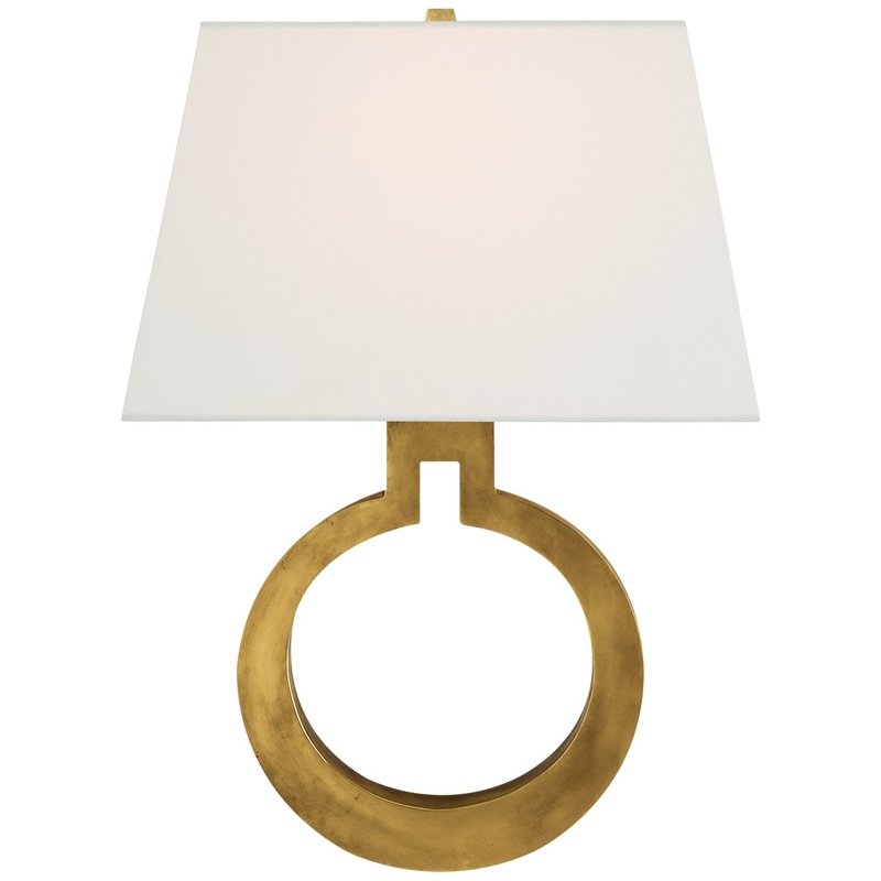 One Light Wall Sconce from the Ring Collection in Antique-Burnished Brass Finish by Visual Comfort Signature