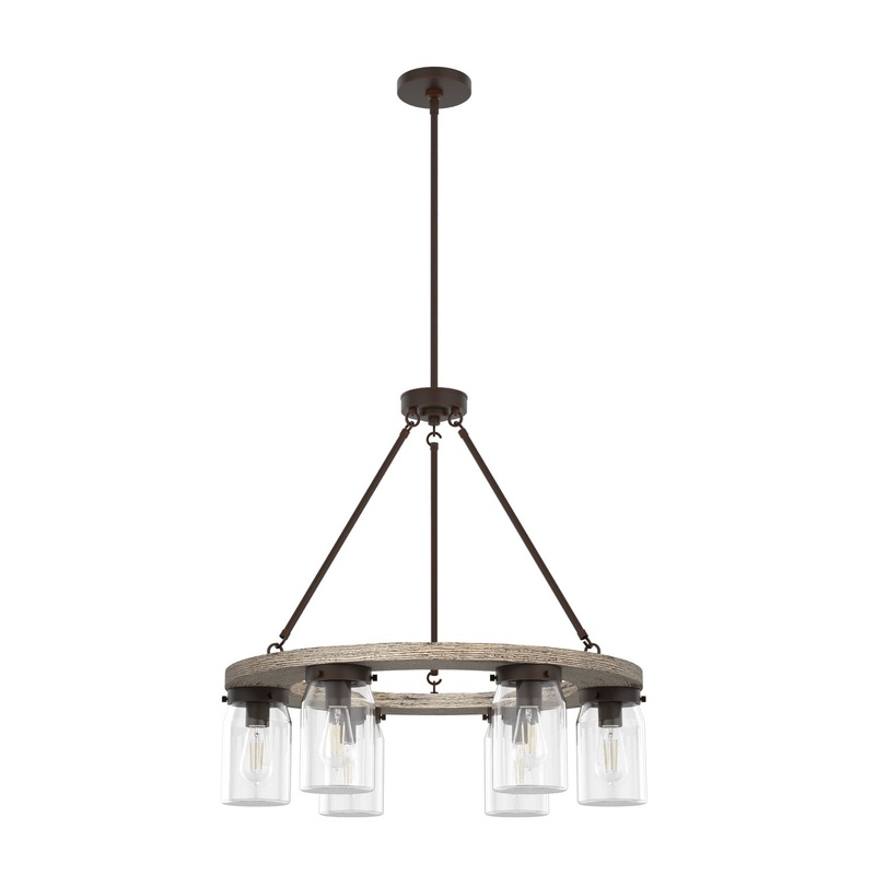 Six Light Chandelier from the Devon Park Collection in Onyx Bengal Finish by Hunter