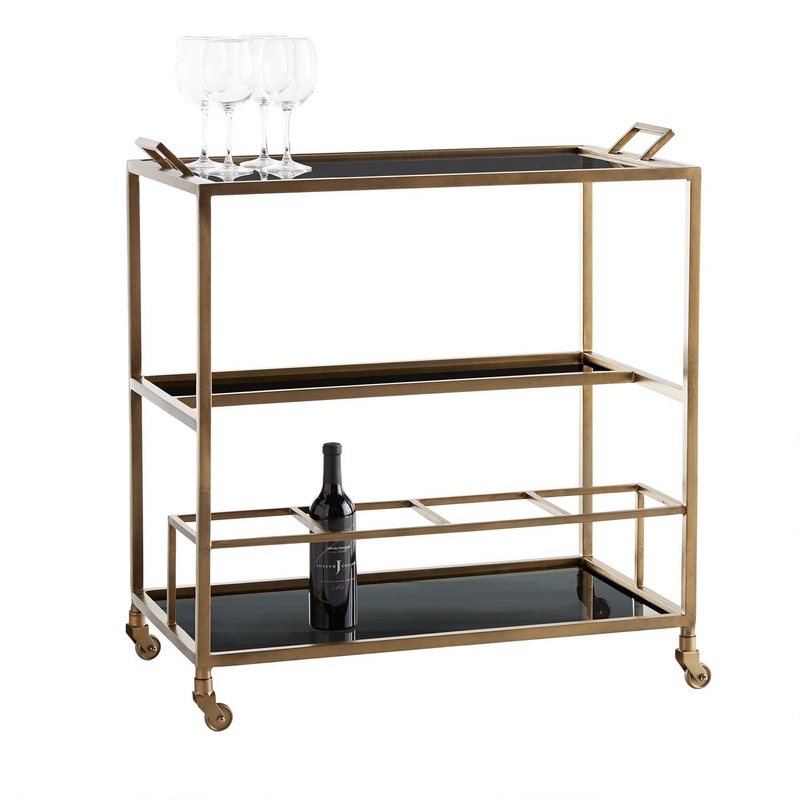 Arteriors 4395 Jak Bar Cart Antique Brass
