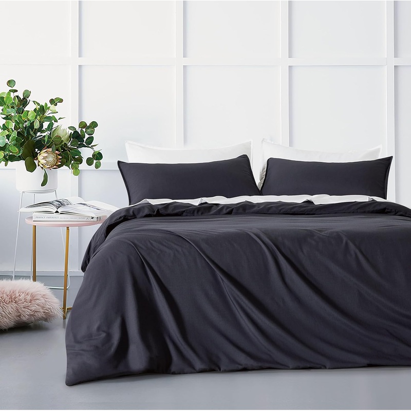 Bamboo Microfibre Quilt Cover Set – Charcoal – Double