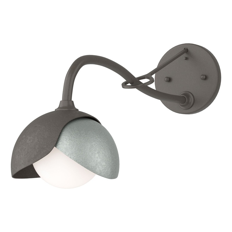 Brooklyn 1-Light Double Shade Long-Arm Sconce Dark Smoke Vintage Platinum