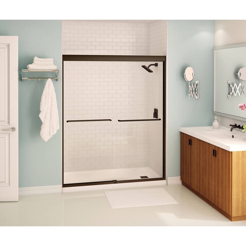 MAAX 134565-900-172-000 Kameleon 55-59 x 71 in. 6 mm Bypass Shower Door for Alcove Installation with Clear glass in Dark Bronze