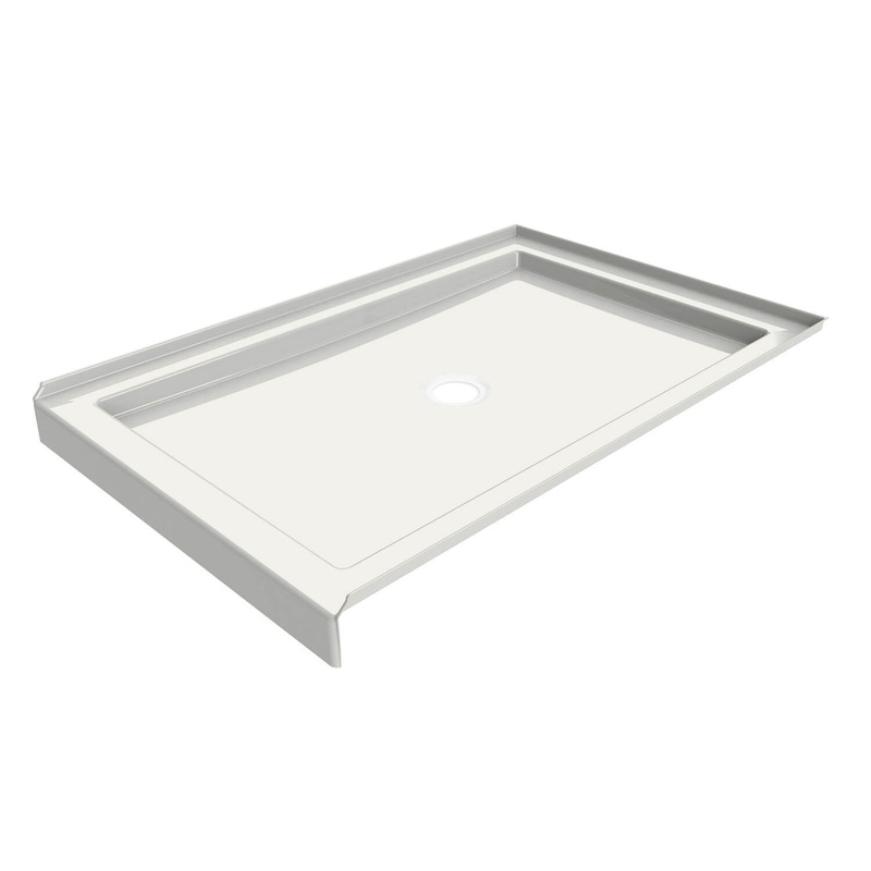 MAAX 410001-504-001-000 B3Round 4832 Acrylic Alcove Deep Shower Base in White with Center Drain