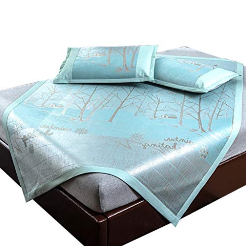 Materassino in Seta di Ghiaccio, 600D Ice Silk e 3D Maglia Traspirante, Rinfrescante e Confortevole Letto Matrimoniale, Lavabile (Color : B, Size : 1.51.95m)