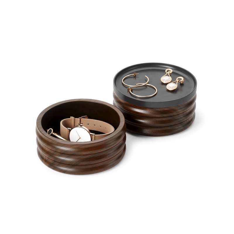 Tesora Wood Jewelry Box Black/Walnut