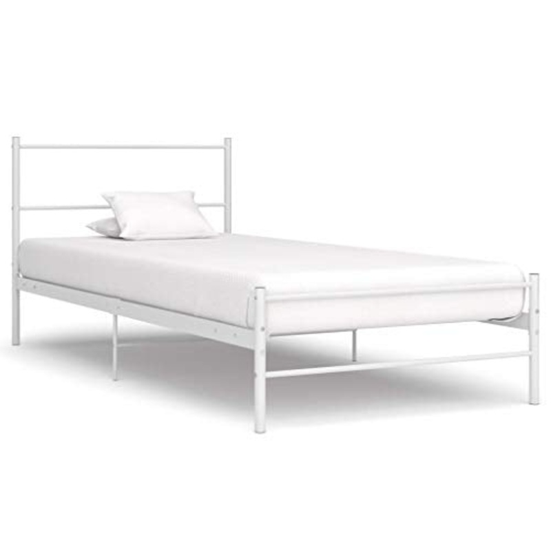 BIGTO – Struttura letto in metallo acciaio per camera da letto, 100 x 200 cm, colore: Bianco